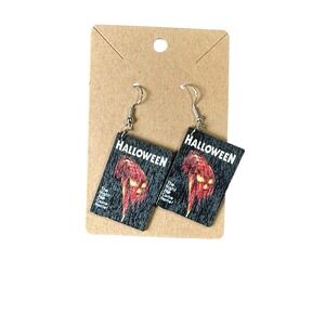 NEW novelty fashion EARRINGS halloween wood book dangle